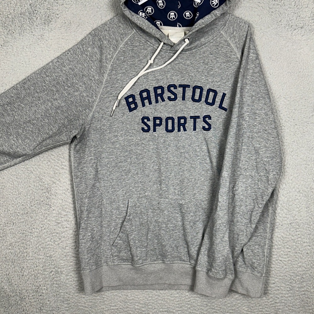 Barstool Sports Hoodie Mens XL Grey Graphic Print Pullover Sweatshirt Drawstring